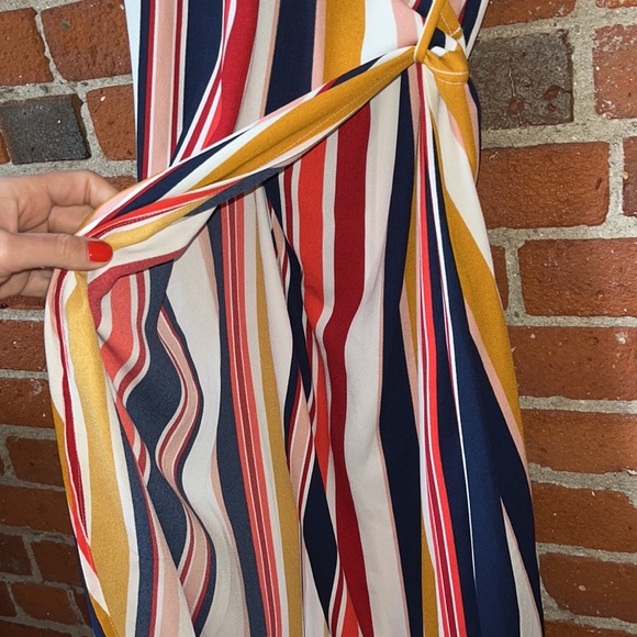 Halogen Dress Wrap Tie Back Multi Color Striped Size Small - Picture 5 of 7